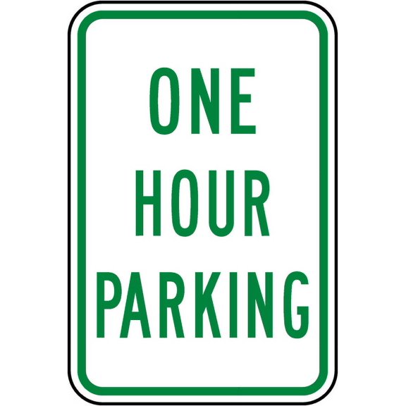 Vinyl Stickers - One Hour Parking Sign - Safety and Warning Warehouse Signs Stickers - 3.5" x 5" - 3 Pack