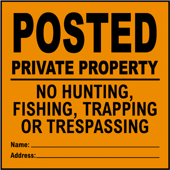 Property Sign Stickers Vinyl Stickers - Orange Posted Private Property Sign R2 - Safety and ...