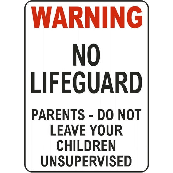 Vinyl Stickers - Oregon No Lifeguard Wading Pool Sign - Safety and Warning Warehouse Signs Stickers - 13" x 9" - 3 Pack