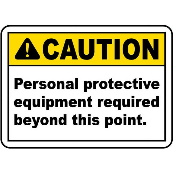 Vinyl Stickers - PPE Required Beyond This Sign V5 - Safety and Warning Warehouse Signs Stickers - 24" x 30" - 3 Pack