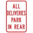 thumbnail image 1 of Vinyl Stickers - PS-3-All Deliveries Park in Rear Sign - Safety and Warning Warehouse Signs Stickers - 3.5" x 5" - 3 Pack, 1 of 5