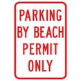thumbnail image 1 of Vinyl Stickers - PS-47-Parking by Beach Permit Only Sign - Safety and Warning Warehouse Signs Stickers - 24" x 30" - 10 Pack, 1 of 5