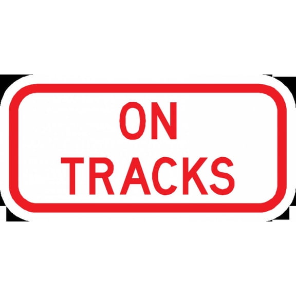 Vinyl Stickers - PS-56-On Tracks Sign - Safety and Warning Warehouse Signs Stickers - 3.5" x 5" - 10 Pack