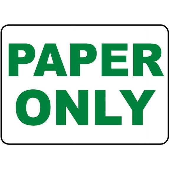 Vinyl Stickers - Paper Only Sign - Safety and Warning Warehouse Signs Stickers - 3.5" x 5" - 6 Pack