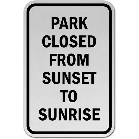 Vinyl Stickers - Park Closed Sunset to Sunrise Sign - Safety and Warning Warehouse Signs Stickers - 13" x 9" - 6 Pack