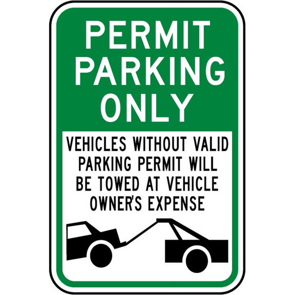 Vinyl Stickers - Permit Parking Only Violators Towed Sign T5 - Safety and Warning Warehouse Signs Stickers - 13" x 9" - 3 Pack