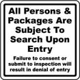 thumbnail image 1 of Vinyl Stickers - Persons Subject to Search Sign 1 - Safety and Warning Warehouse Signs Stickers - 18" x 24" - 10 Pack, 1 of 5