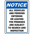 thumbnail image 1 of Vinyl Stickers - Persons Subject to Search Sign - Safety and Warning Warehouse Signs Stickers - 18" x 24" - 10 Pack, 1 of 5