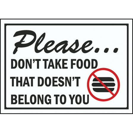Vinyl Stickers - Please Don't Take Food Sign - Safety and Warning Warehouse Signs Stickers - 3.5" x 5" - 3 Pack