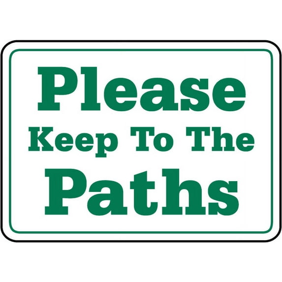 Vinyl Stickers - Please Keep to The Paths Sign - Safety and Warning Warehouse Signs Stickers - 10" x 7" - 10 Pack