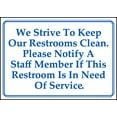 thumbnail image 1 of Vinyl Stickers - Please Notify Staff About Restroom Sign - Safety and Warning Warehouse Signs Stickers - 10" x 7" - 10 Pack, 1 of 5