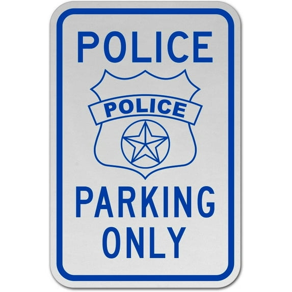 Vinyl Stickers - Police Parking Only Sign - Safety and Warning Warehouse Signs Stickers - 13" x 9" - 3 Pack