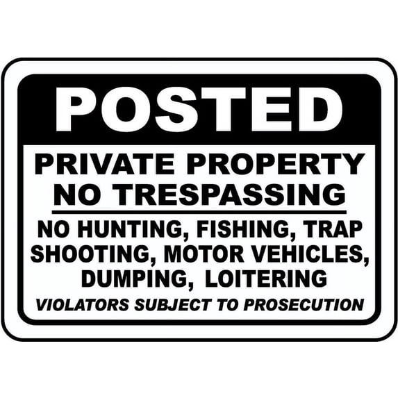 Vinyl Stickers - Posted Private Property Sign - Safety and Warning Warehouse Signs Stickers - 13" x 9" - 10 Pack