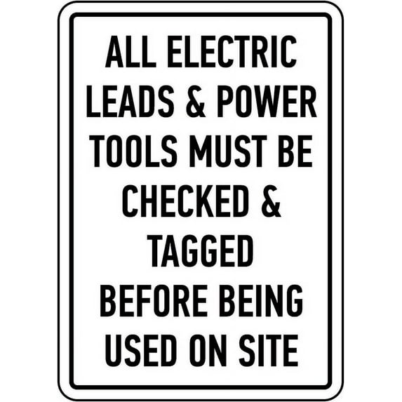 Vinyl Stickers - Power Tools Must Be Checked Sign - Safety and Warning Warehouse Signs Stickers - 10" x 7" - 6 Pack