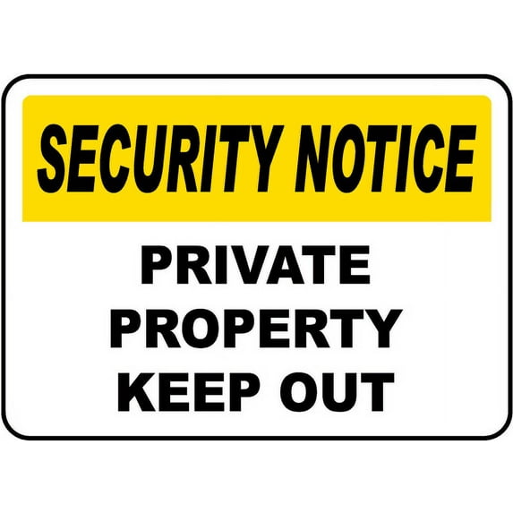 Vinyl Stickers - Private Property Keep Out Sign X9 - Safety and Warning Warehouse Signs Stickers - 18" x 24" - 10 Pack