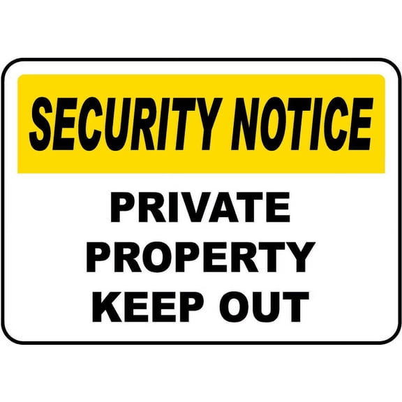 Vinyl Stickers - Private Property Keep Out Sign X9 - Safety and Warning Warehouse Signs Stickers - 3.5" x 5" - 6 Pack