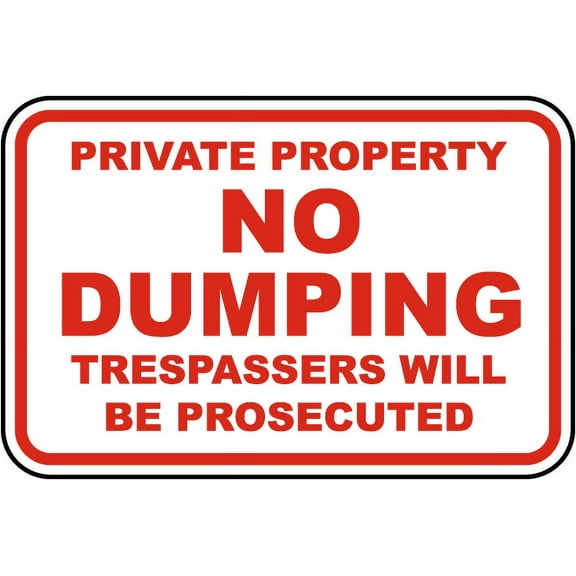 Vinyl Stickers - Private Property No Dumping Sign - Safety and Warning Warehouse Signs Stickers - 10" x 7" - 3 Pack