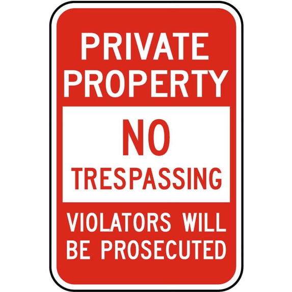 Vinyl Stickers - Private Property No Trespassing Sign 1 - Safety and Warning Warehouse Signs Stickers - 10" x 7" - 10 Pack