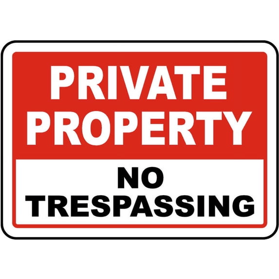 Vinyl Stickers - Private Property No Trespassing Sign 2 - Safety and Warning Warehouse Signs Stickers - 18" x 24" - 10 Pack