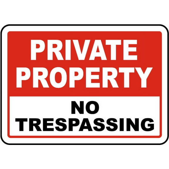 Vinyl Stickers - Private Property No Trespassing Sign 2 - Safety and Warning Warehouse Signs Stickers - 3.5" x 5" - 3 Pack
