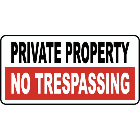 Vinyl Stickers - Private Property No Trespassing Sign 7 - Safety and Warning Warehouse Signs Stickers - 10" x 7" - 10 Pack