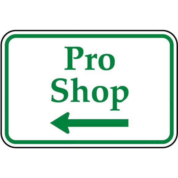 Vinyl Stickers - Pro Shop (Left Arrow) Sign Y4 - Safety and Warning Warehouse Signs Stickers - 13" x 9" - 3 Pack