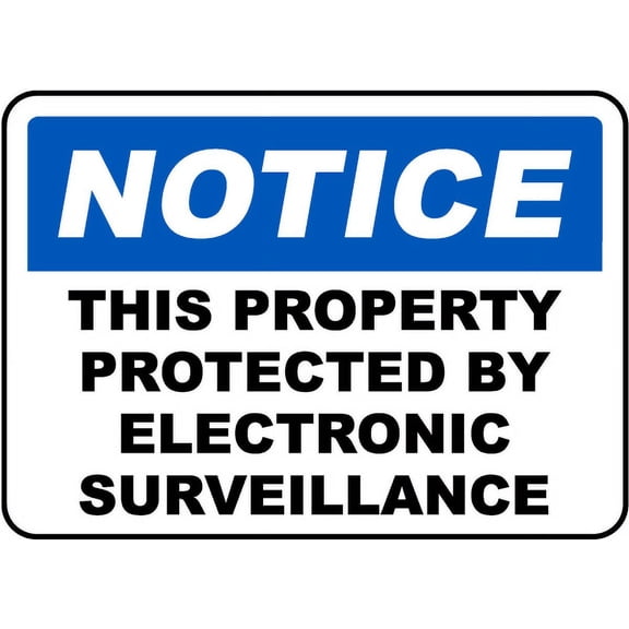 Vinyl Stickers - Property Protected by Surveillance Sign 3 - Safety and Warning Warehouse Signs Stickers - 10" x 7" - 3 Pack