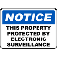 thumbnail image 1 of Vinyl Stickers - Property Protected by Surveillance Sign 3 - Safety and Warning Warehouse Signs Stickers - 13" x 9" - 6 Pack, 1 of 5