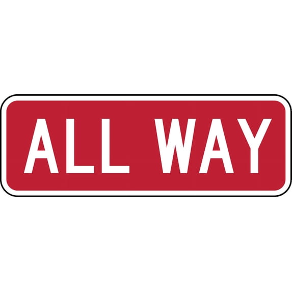 Vinyl Stickers - R1-3P: All Way (Plaque) - Safety and Warning Warehouse Signs Stickers - 24" x 30" - 6 Pack