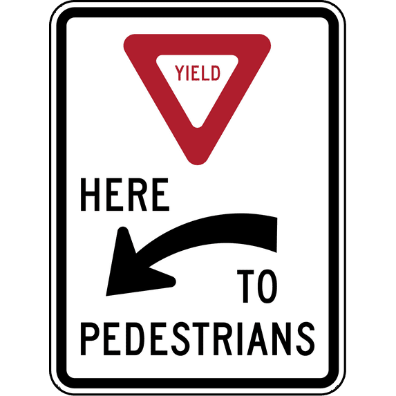 Vinyl Stickers - R1-5a: Yield Here to Pedestrians - Safety and Warning Warehouse Signs Stickers - 18" x 24" - 10 Pack