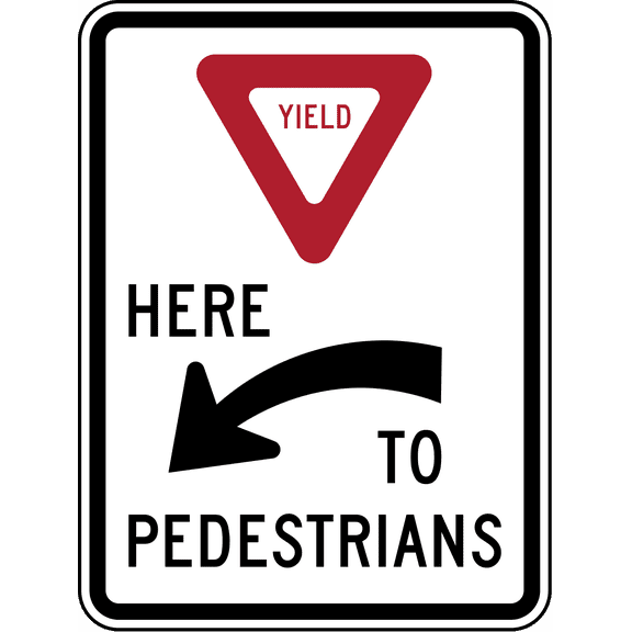 Vinyl Stickers - R1-5a: Yield Here to Pedestrians - Safety and Warning Warehouse Signs Stickers - 3.5" x 5" - 10 Pack