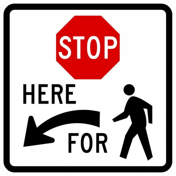 Vinyl Stickers - R1-5b-Stop Here for Peds Sign - Safety and Warning Warehouse Signs Stickers - 24" x 30" - 10 Pack