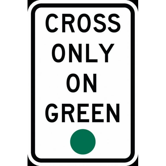Vinyl Stickers - R10-1-Cross Only On Green Sign - Safety and Warning Warehouse Signs Stickers - 13" x 9" - 6 Pack