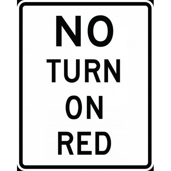 Vinyl Stickers - R10-11a-No Turn on Red Sign - Safety and Warning Warehouse Signs Stickers - 3.5" x 5" - 6 Pack