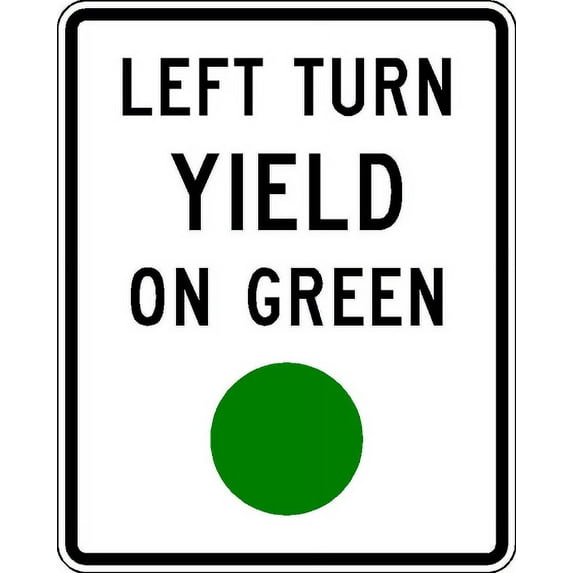 Vinyl Stickers - R10-12-Left Turn Yield on Green Sign - Safety and Warning Warehouse Signs Stickers - 3.5" x 5" - 3 Pack