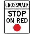 thumbnail image 1 of Vinyl Stickers - R10-23-Crosswalk, Stop on Red Sign - Safety and Warning Warehouse Signs Stickers - 10" x 7" - 10 Pack, 1 of 5