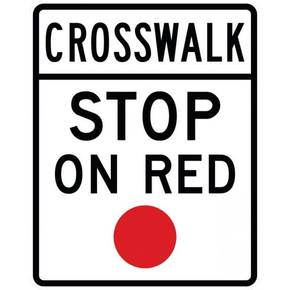 Vinyl Stickers - R10-23-Crosswalk, Stop on Red Sign - Safety and Warning Warehouse Signs Stickers - 3.5" x 5" - 3 Pack