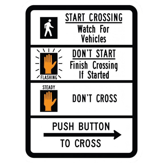 Vinyl Stickers - R10-3b-Pedestrian Signs and Plaques - Safety and Warning Warehouse Signs Stickers - 3.5" x 5" - 10 Pack