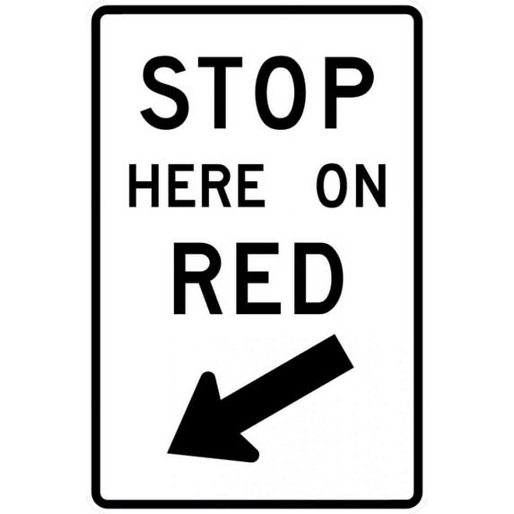Vinyl Stickers - R10-6-Stop Here on Red Sign - Safety and Warning Warehouse Signs Stickers - 13" x 9" - 3 Pack