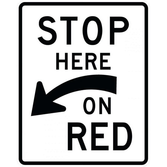 Vinyl Stickers - R10-6a-Stop Here on Red Sign - Safety and Warning Warehouse Signs Stickers - 3.5" x 5" - 10 Pack