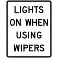 thumbnail image 1 of Vinyl Stickers - R16-5-Lights On When UsingWipers or Raining Sign - Safety and Warning Warehouse Signs Stickers - 13" x 9" - 10 Pack, 1 of 5