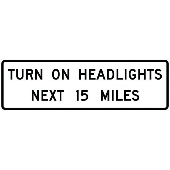 Vinyl Stickers - R16-7-Turn On Headlights Next XX Miles Sign - Safety and Warning Warehouse Signs Stickers - 3.5" x 5" - 3 Pack