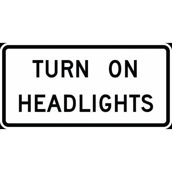 Vinyl Stickers - R16-8-Turn On, Check Headlights Sign - Safety and Warning Warehouse Signs Stickers - 3.5" x 5" - 6 Pack