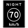 thumbnail image 1 of Vinyl Stickers - R2-3P: Night Speed Limit (Plaque) (Metric) - Safety and Warning Warehouse Signs Stickers - 10" x 7" - 3 Pack, 1 of 5