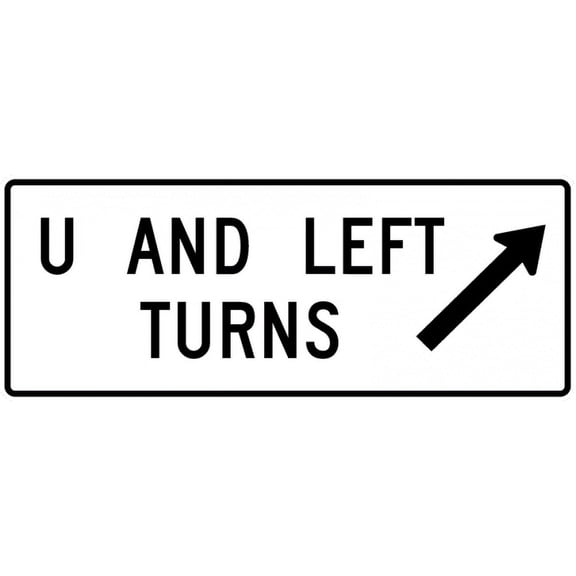 Vinyl Stickers - R3-24a-U and Left Turns with Arrow Sign - Safety and Warning Warehouse Signs Stickers - 18" x 24" - 10 Pack