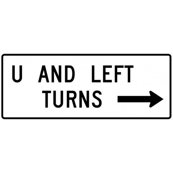 Vinyl Stickers - R3-25a-U and Left Turns with Arrow Sign - Safety and Warning Warehouse Signs Stickers - 10" x 7" - 10 Pack
