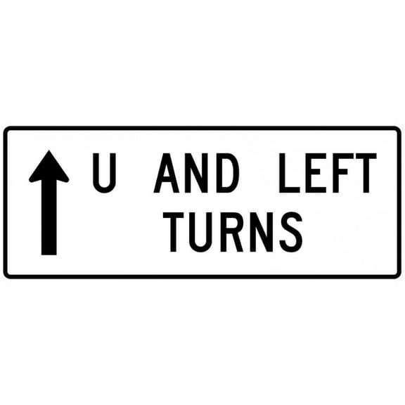Vinyl Stickers - R3-26-U and Left Turns with Arrow Sign - Safety and Warning Warehouse Signs Stickers - 18" x 24" - 10 Pack