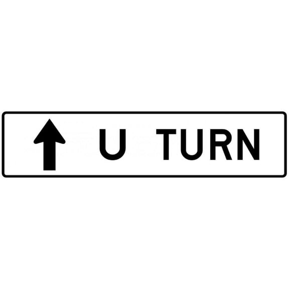 Vinyl Stickers - R3-26a-All Turns (U Turn) with Arrow Sign - Safety and Warning Warehouse Signs Stickers - 18" x 24" - 3 Pack