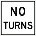 thumbnail image 1 of Vinyl Stickers - R3-3-No Turns Sign - Safety and Warning Warehouse Signs Stickers - 24" x 30" - 10 Pack, 1 of 5
