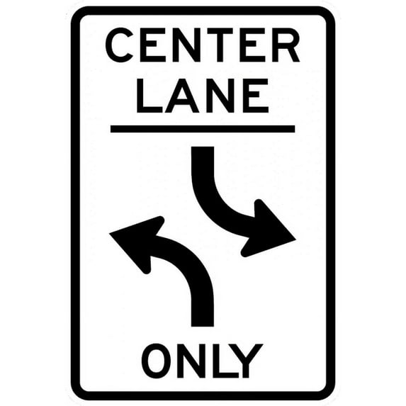 Vinyl Stickers - R3-9b-Two-Way Left Turn Only(Post-Mounted) Sign - Safety and Warning Warehouse Signs Stickers - 24" x 30" - 3 Pack